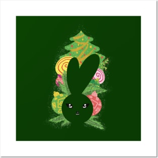 Christmas bunny Posters and Art